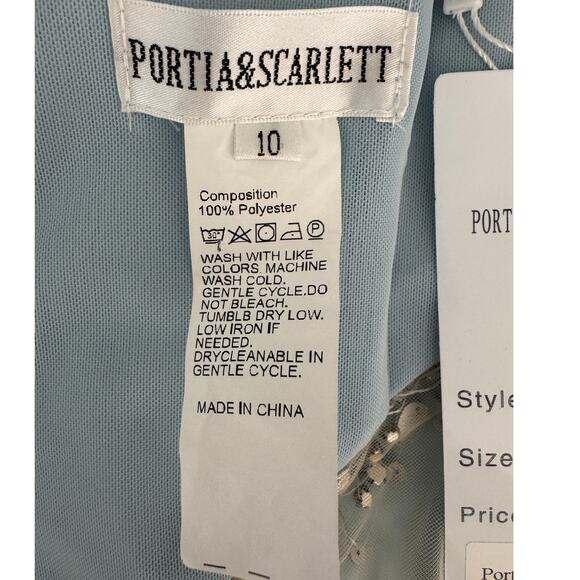 Portia and Scarlett Illusion Cutout One Sleeve Gown PS23502 ice blue size 10 - Picture 8 of 11